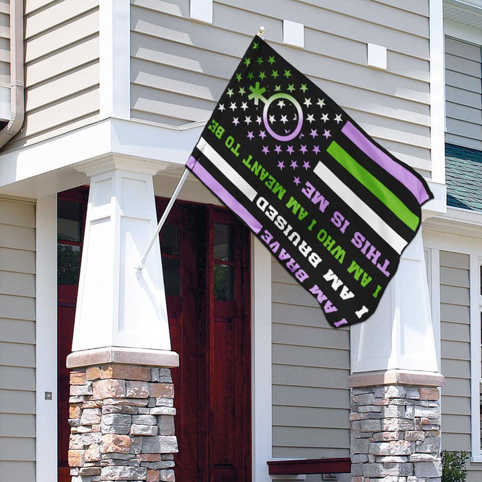 Genderqueer I Am Brave I Am Bruised Flag | Garden Flag | Double Sided House Flag - GIFTCUSTOM