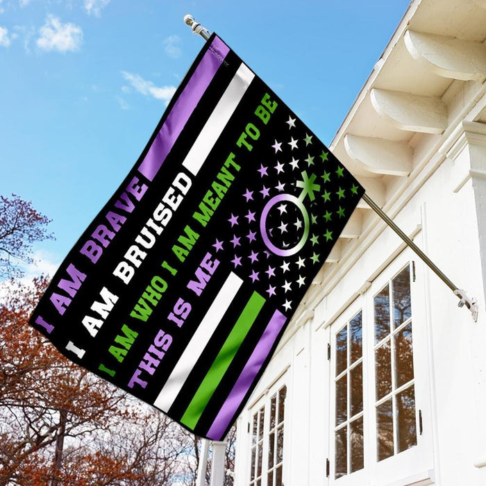 Genderqueer I Am Brave I Am Bruised Flag | Garden Flag | Double Sided House Flag - GIFTCUSTOM