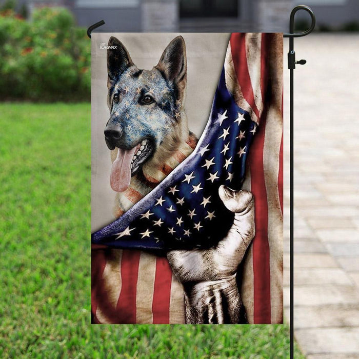 German Shepherd American US Flag | Garden Flag | Double Sided House Flag - GIFTCUSTOM