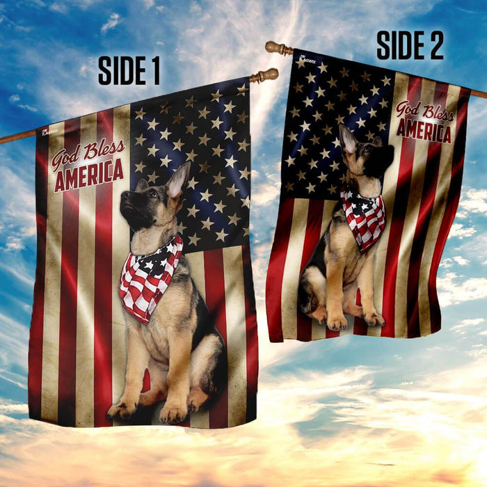 German Shepherd American US Flag | Garden Flag | Double Sided House Flag - GIFTCUSTOM