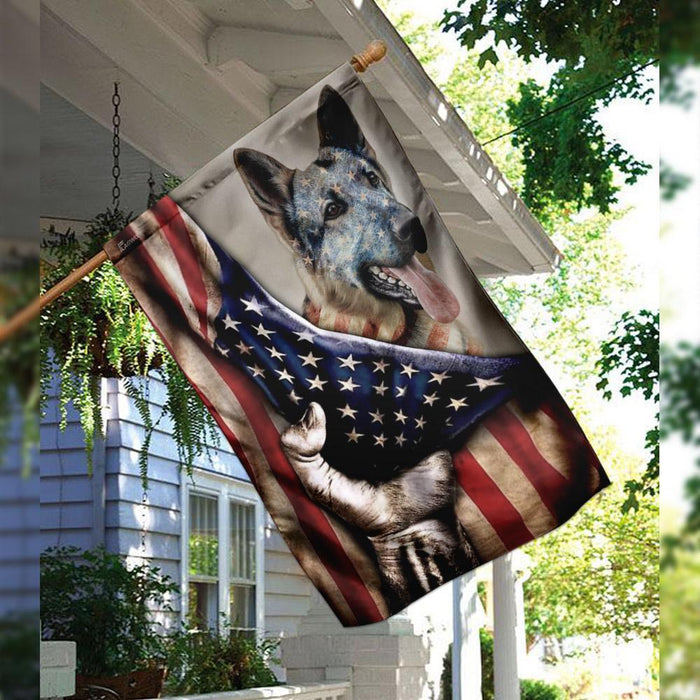 German Shepherd American US Flag | Garden Flag | Double Sided House Flag - GIFTCUSTOM