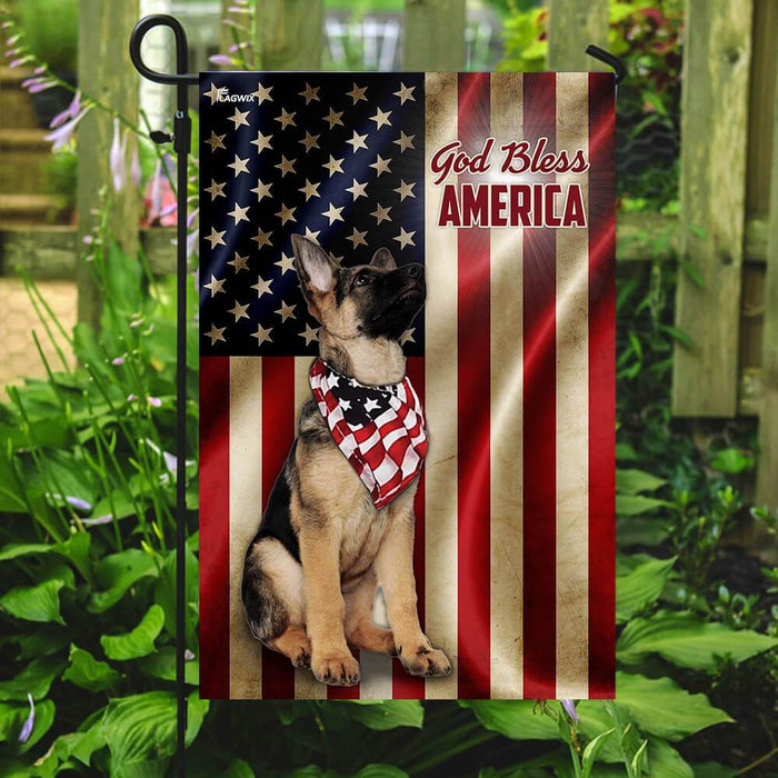 German Shepherd American US Flag | Garden Flag | Double Sided House Flag - GIFTCUSTOM