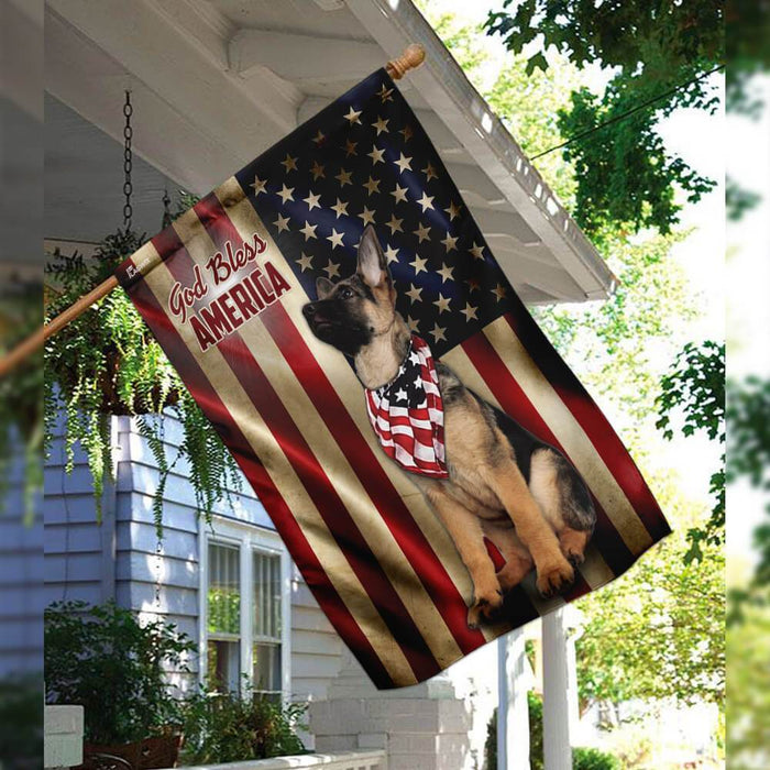 German Shepherd American US Flag | Garden Flag | Double Sided House Flag - GIFTCUSTOM