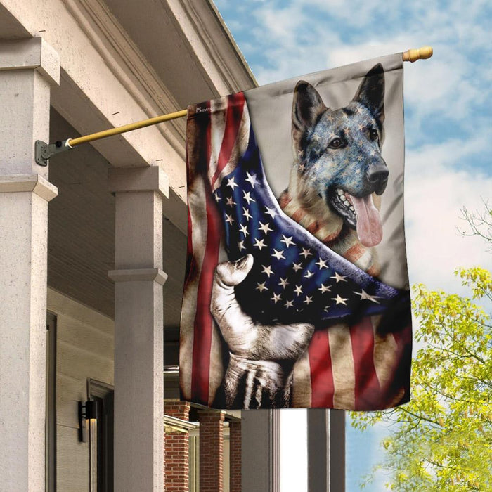 German Shepherd American US Flag | Garden Flag | Double Sided House Flag - GIFTCUSTOM