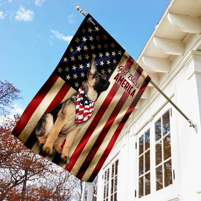 German Shepherd American US Flag | Garden Flag | Double Sided House Flag - GIFTCUSTOM