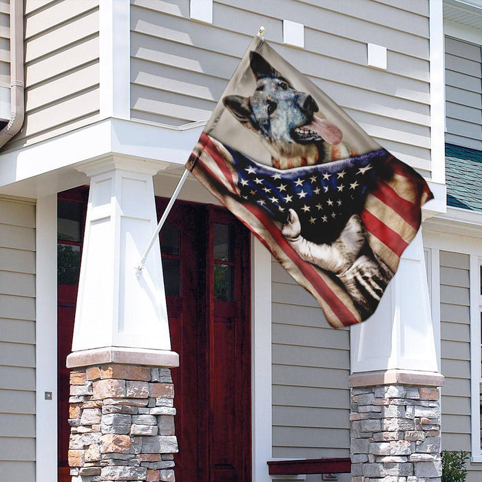 German Shepherd American US Flag | Garden Flag | Double Sided House Flag - GIFTCUSTOM