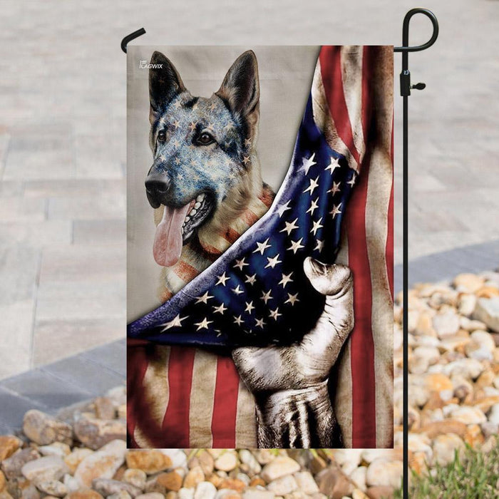 German Shepherd American US Flag | Garden Flag | Double Sided House Flag - GIFTCUSTOM