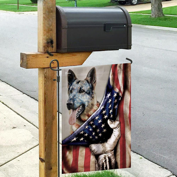 German Shepherd American US Flag | Garden Flag | Double Sided House Flag - GIFTCUSTOM