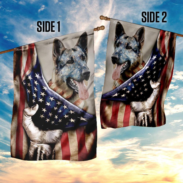 German Shepherd American US Flag | Garden Flag | Double Sided House Flag - GIFTCUSTOM