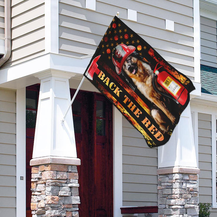 German Shepherd Firefighter Back The Red Flag | Garden Flag | Double Sided House Flag - GIFTCUSTOM