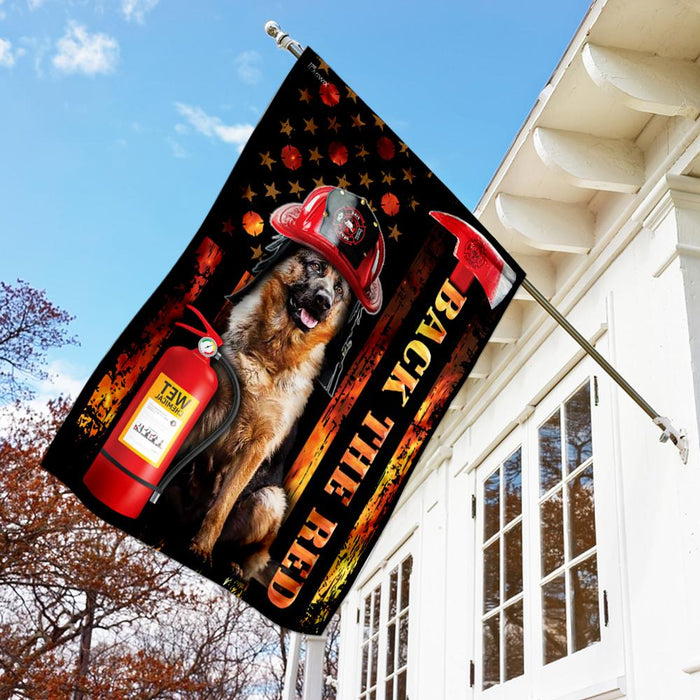 German Shepherd Firefighter Back The Red Flag | Garden Flag | Double Sided House Flag - GIFTCUSTOM