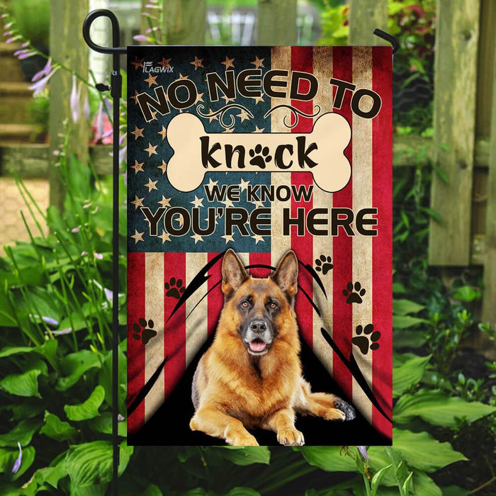 German Shepherd. We Know You Are Here Flag | Garden Flag | Double Sided House Flag - GIFTCUSTOM