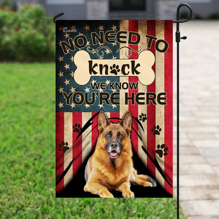 German Shepherd. We Know You Are Here Flag | Garden Flag | Double Sided House Flag - GIFTCUSTOM