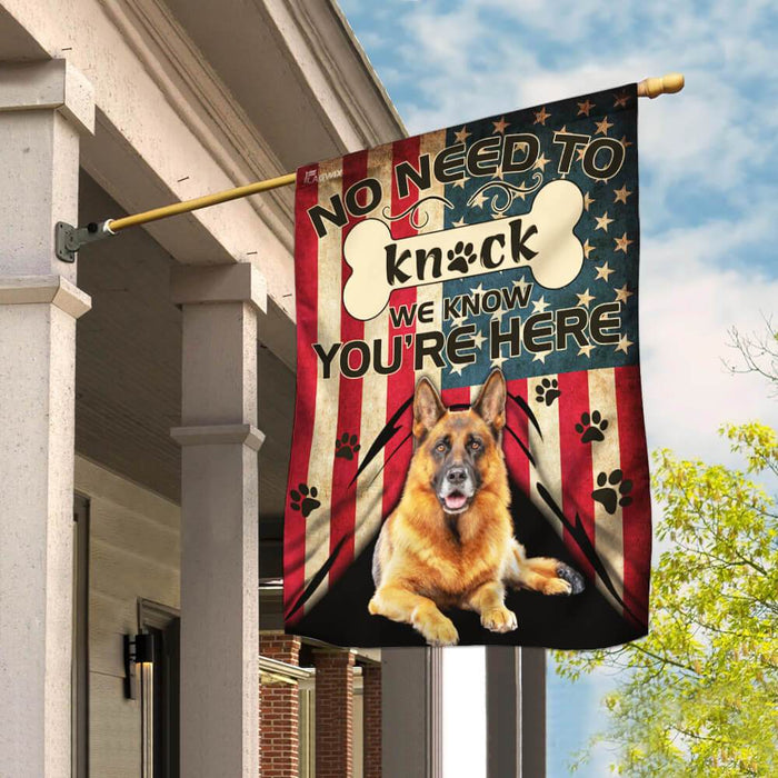 German Shepherd. We Know You Are Here Flag | Garden Flag | Double Sided House Flag - GIFTCUSTOM