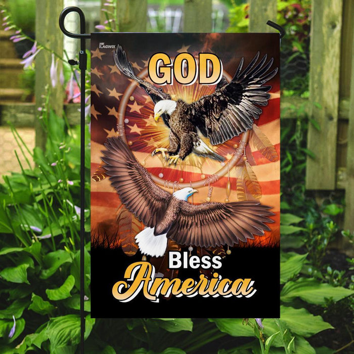 God Bless America Eagle Dreamcatcher Flag | Garden Flag | Double Sided House Flag - GIFTCUSTOM