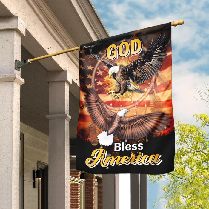 God Bless America Eagle Dreamcatcher Flag | Garden Flag | Double Sided House Flag - GIFTCUSTOM