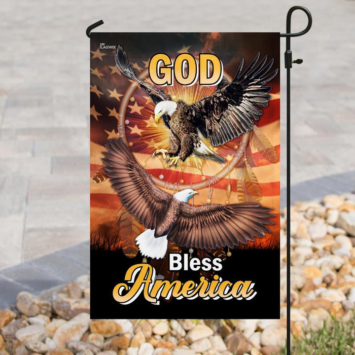 God Bless America Eagle Dreamcatcher Flag | Garden Flag | Double Sided House Flag - GIFTCUSTOM