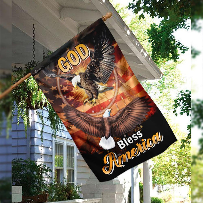 God Bless America Eagle Dreamcatcher Flag | Garden Flag | Double Sided House Flag - GIFTCUSTOM