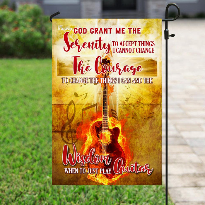 God Grant Me The Serenity To Just Play Guitar Flag | Garden Flag | Double Sided House Flag - GIFTCUSTOM