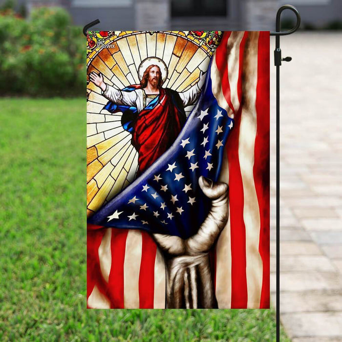 God Jesus Christian American Flag | Garden Flag | Double Sided House Flag - GIFTCUSTOM