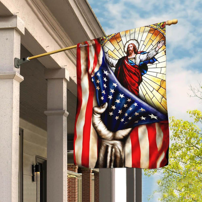 God Jesus Christian American Flag | Garden Flag | Double Sided House Flag - GIFTCUSTOM