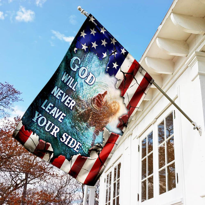 God Will Never Leave Your Side American US Flag | Garden Flag | Double Sided House Flag - GIFTCUSTOM