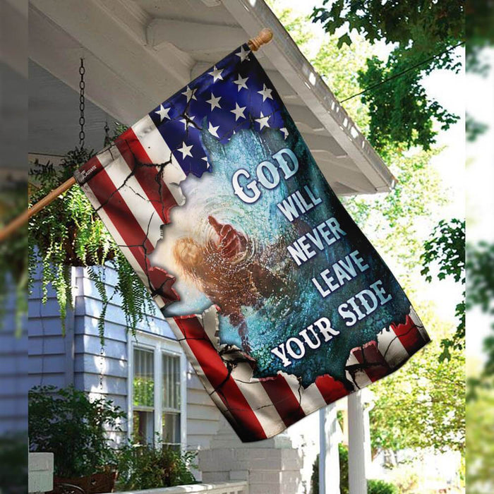 God Will Never Leave Your Side American US Flag | Garden Flag | Double Sided House Flag - GIFTCUSTOM