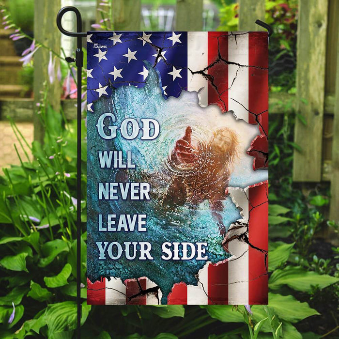 God Will Never Leave Your Side American US Flag | Garden Flag | Double Sided House Flag - GIFTCUSTOM