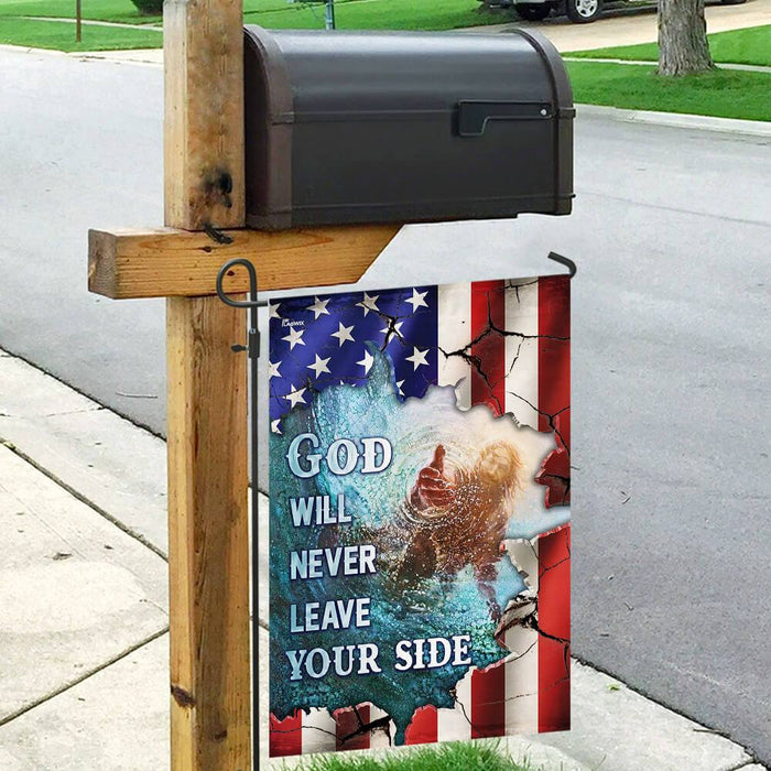 God Will Never Leave Your Side American US Flag | Garden Flag | Double Sided House Flag - GIFTCUSTOM