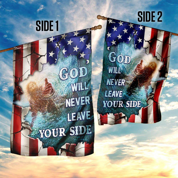 God Will Never Leave Your Side American US Flag | Garden Flag | Double Sided House Flag - GIFTCUSTOM