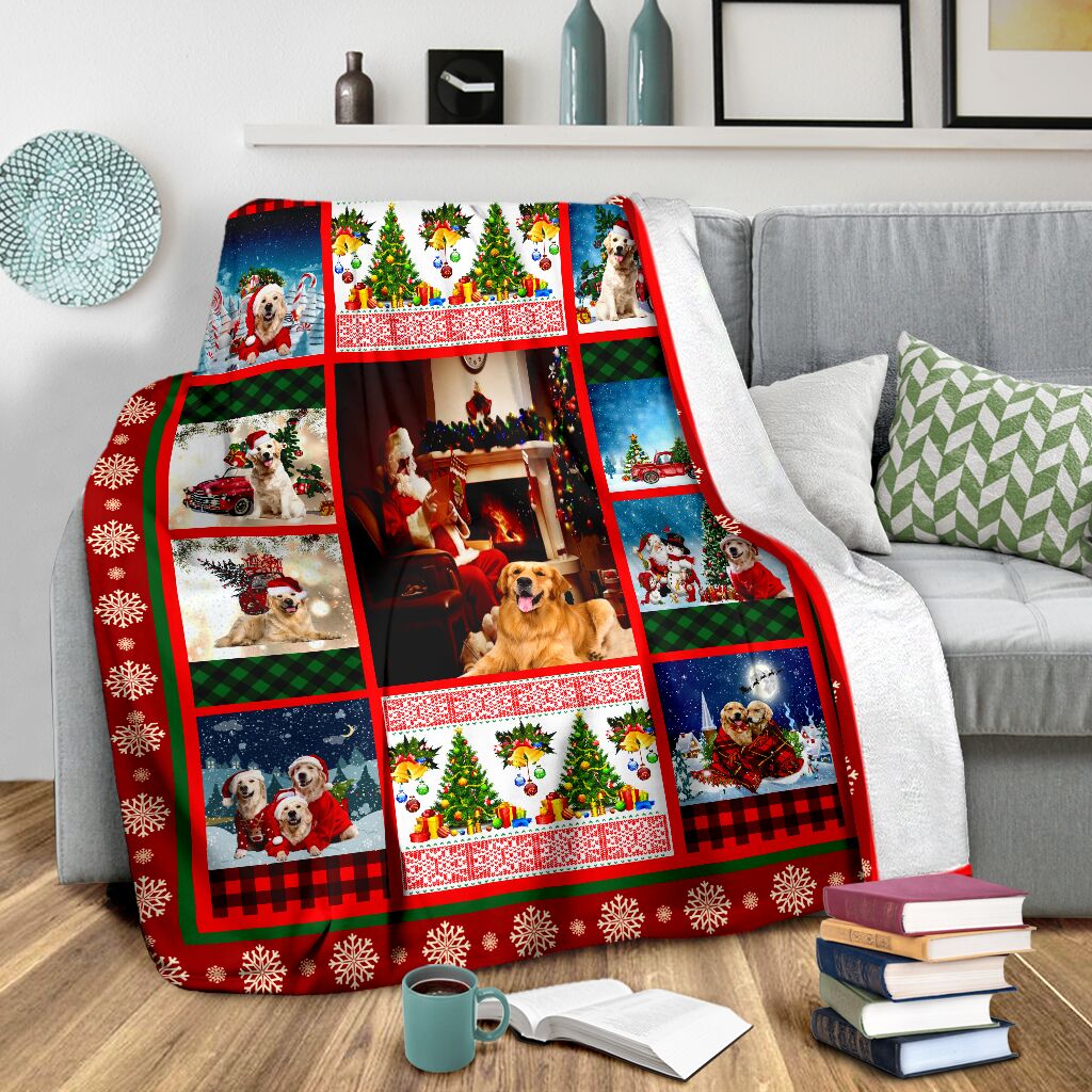 Golden retriever funny Christmas blanket - GIFTCUSTOM