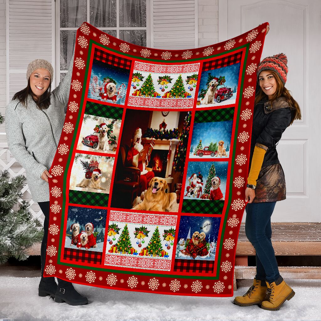 Golden retriever funny Christmas blanket - GIFTCUSTOM