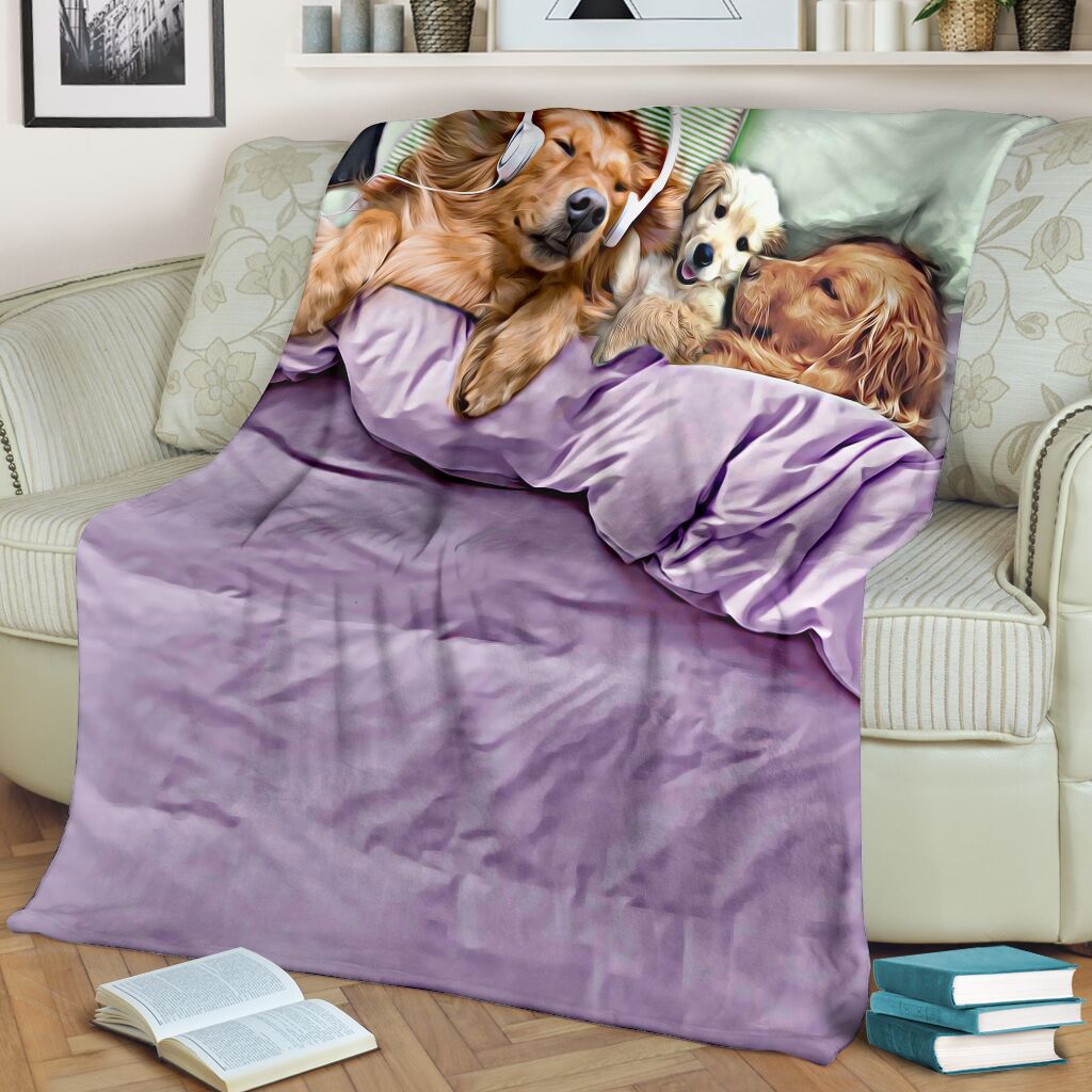 Golden retriever sleeping premium blanket - GIFTCUSTOM