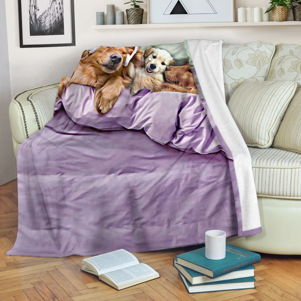 Golden retriever sleeping premium blanket - GIFTCUSTOM