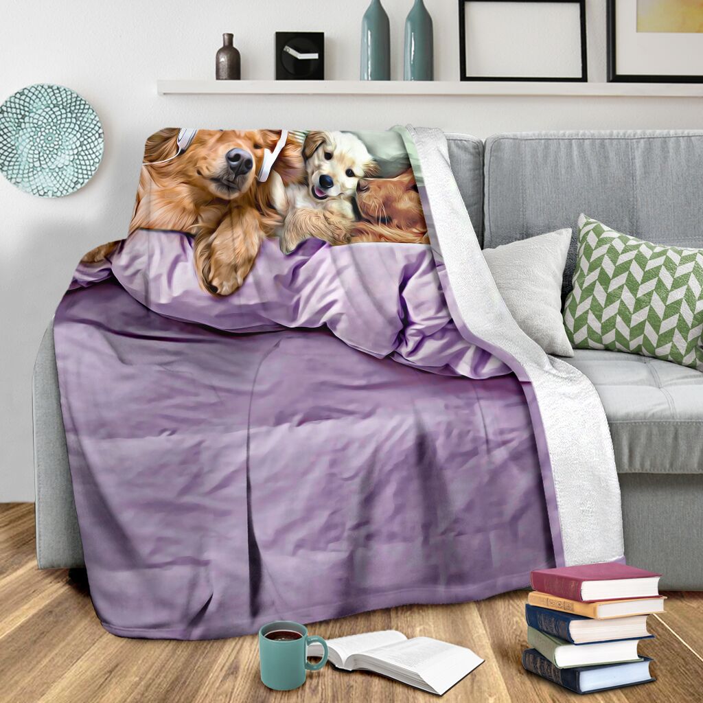 Golden retriever sleeping premium blanket - GIFTCUSTOM