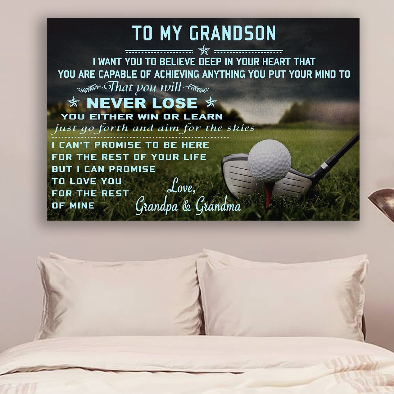 Golf Canvas and Poster ��� grandpa&grandma to grandson ��� never lose wall decor visual art - GIFTCUSTOM