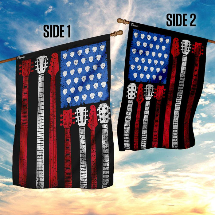 Guitar American Flag | Garden Flag | Double Sided House Flag - GIFTCUSTOM