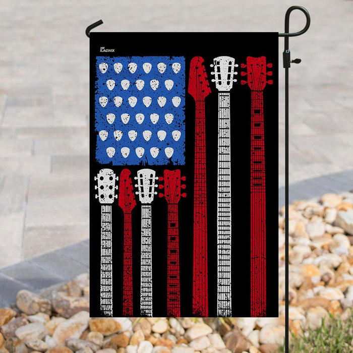 Guitar American Flag | Garden Flag | Double Sided House Flag - GIFTCUSTOM