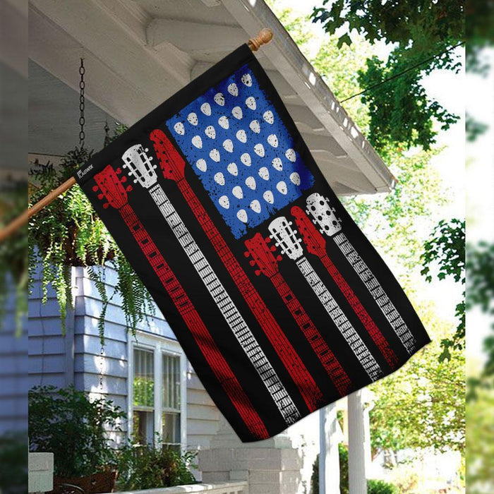 Guitar American Flag | Garden Flag | Double Sided House Flag - GIFTCUSTOM