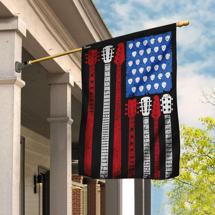 Guitar American Flag | Garden Flag | Double Sided House Flag - GIFTCUSTOM