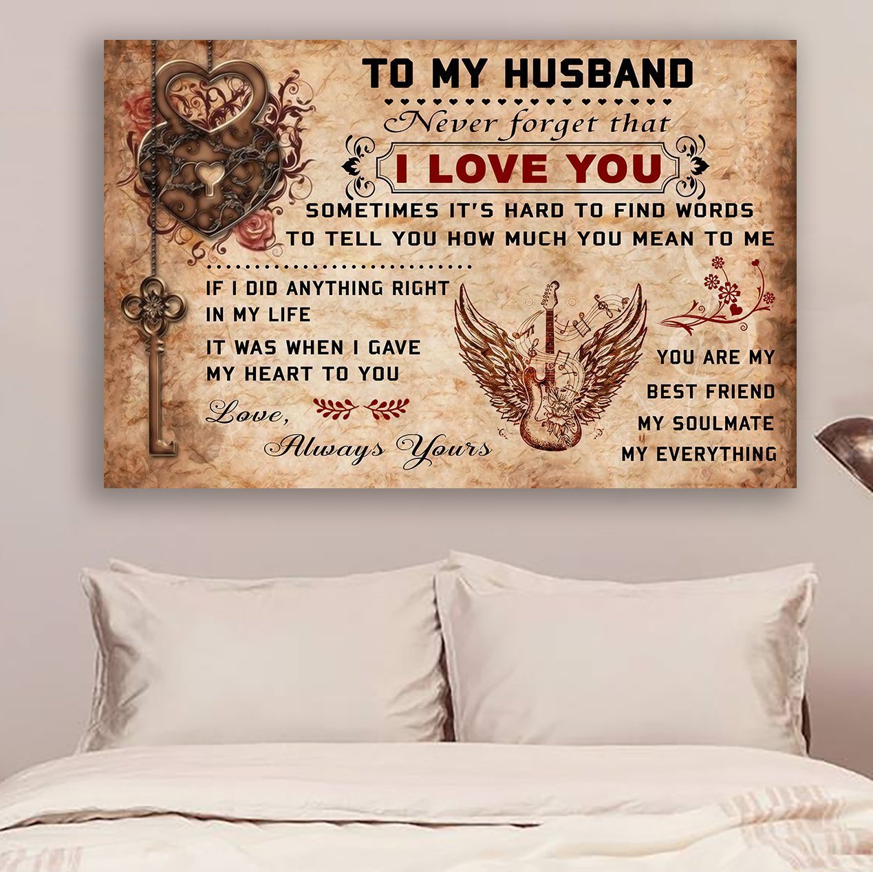 Guitar Canvas and Poster ��� Wife to husband ��� I love you wall decor visual art - GIFTCUSTOM
