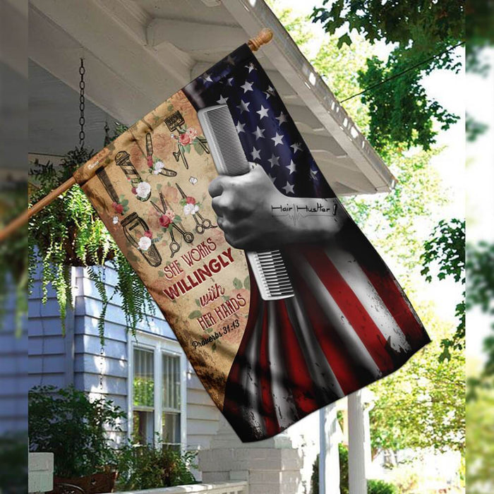 Hair Hustler American Flag | Garden Flag | Double Sided House Flag - GIFTCUSTOM