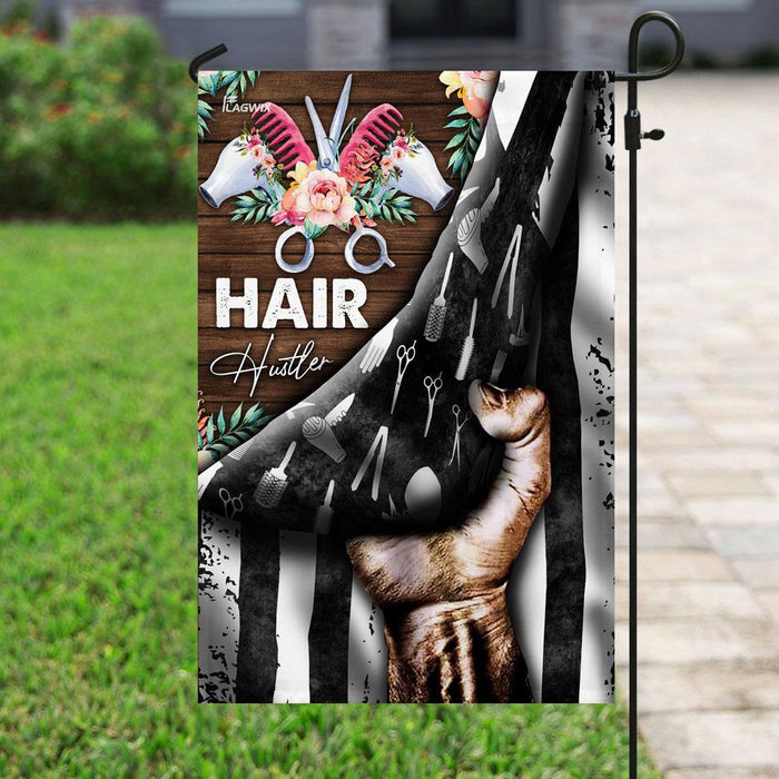 Hair Hustler Hairstylist Flag | Garden Flag | Double Sided House Flag - GIFTCUSTOM