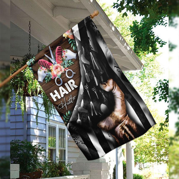 Hair Hustler Hairstylist Flag | Garden Flag | Double Sided House Flag - GIFTCUSTOM