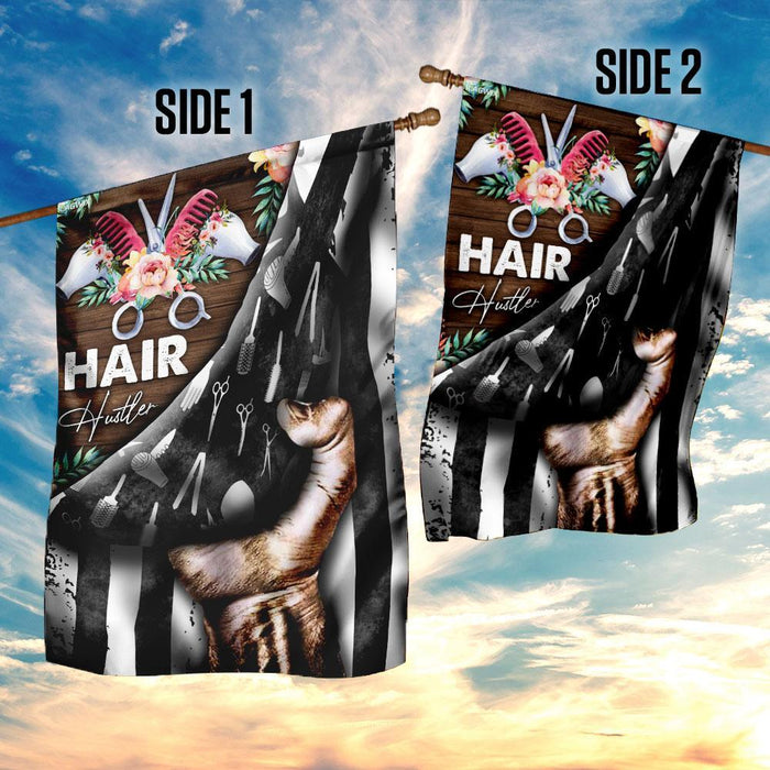 Hair Hustler Hairstylist Flag | Garden Flag | Double Sided House Flag - GIFTCUSTOM