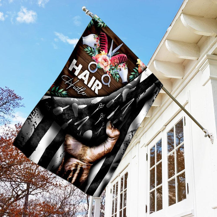 Hair Hustler Hairstylist Flag | Garden Flag | Double Sided House Flag - GIFTCUSTOM