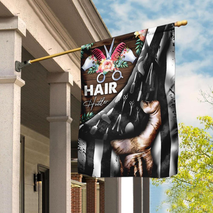 Hair Hustler Hairstylist Flag | Garden Flag | Double Sided House Flag - GIFTCUSTOM