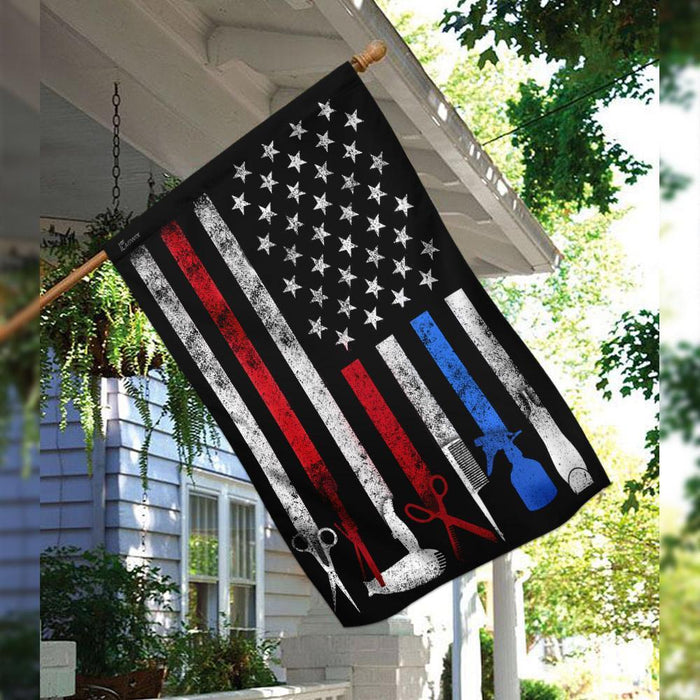 Hairdresser, Hair Stylist, Barber Pride American US Flag | Garden Flag | Double Sided House Flag - GIFTCUSTOM