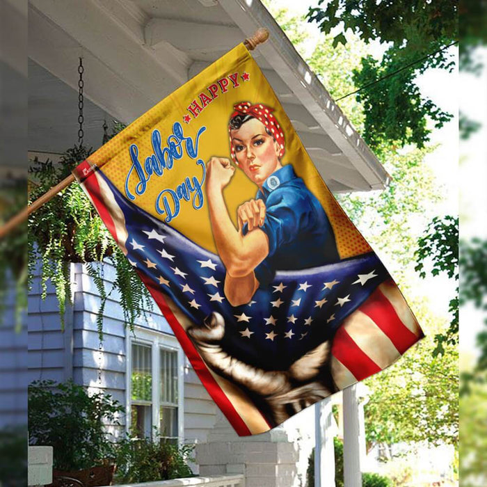 Happy Labor Day American US Flag | Garden Flag | Double Sided House Flag - GIFTCUSTOM