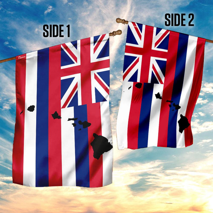 Hawaii State Map Flag | Garden Flag | Double Sided House Flag - GIFTCUSTOM